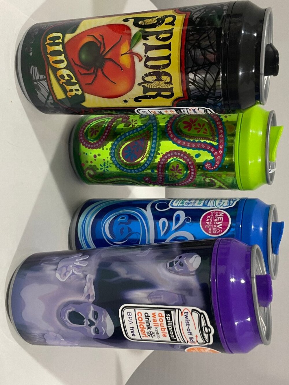 Lot of 4 Cool Gear 16oz Insulated Can Travel Mugs & Cups Double Wall Cold Drink